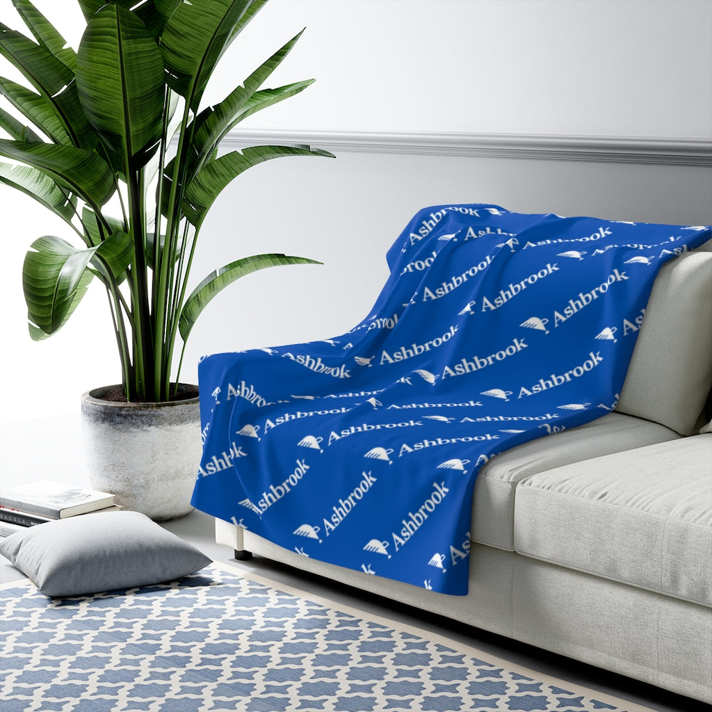 Sherpa Fleece Blanket with Repeating Eagle Quill Logo